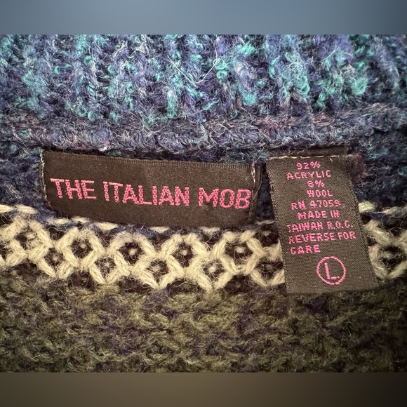 Vintage Sweater Vest by The Italian Mob Grandpa Sweater Unisex L 90’s Vintage - Picture 14 of 15